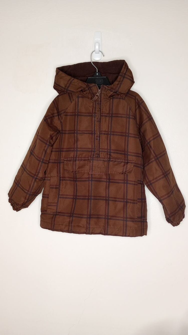 Oshkosh b'gosh Brown Plaid Hooded Fall Pullover Jacket